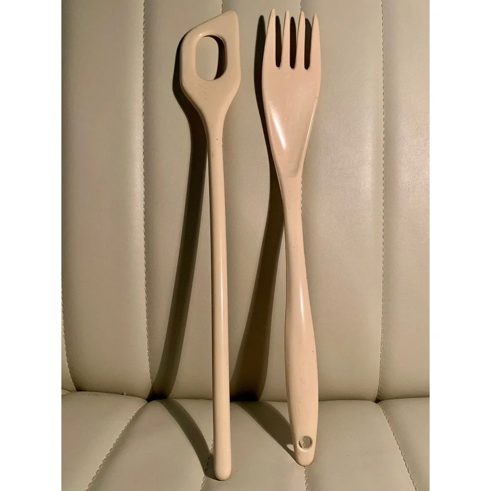Vintage Melamine Ware Serving Set Fork and Spoon Taiwan Retro Kitchen JP-603